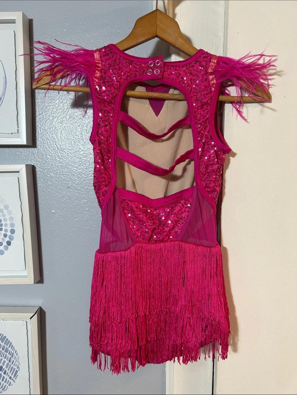 Weissman Hot Pink Sequin Fringe Dance Costume